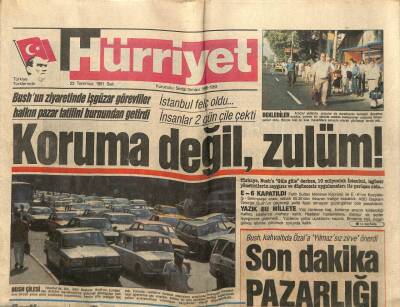 Hürriyet Gazetesi 23 Temmuz 1991 - On Binlerce İşçiden Hastane Eylemi GZ88311 - 1