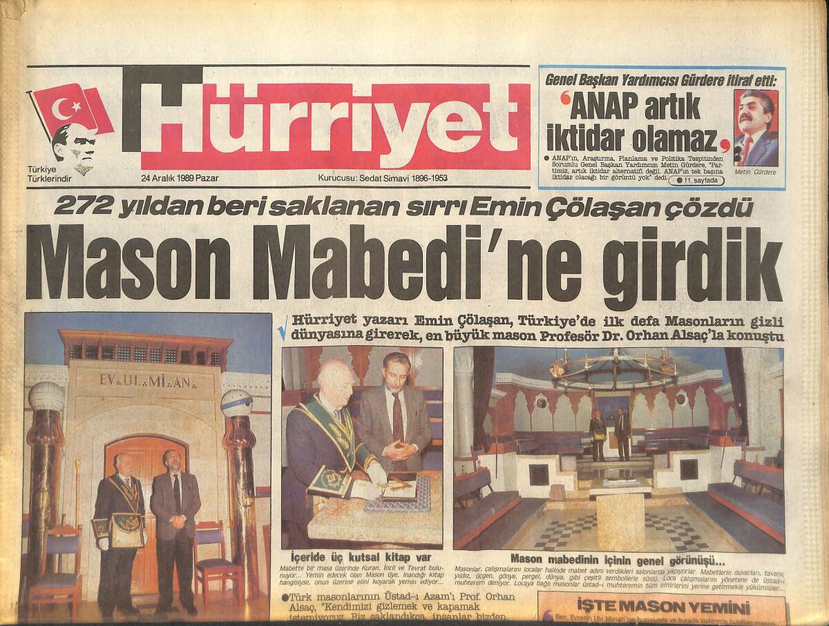 Hürriyet Gazetesi 24 Aralık 1989 - Mason Mabedine Girdik - Romanya'da Kan Gövdeyi Götürüyor - Beşiktaş Son Dakikada Güldü GZ133444 - 1
