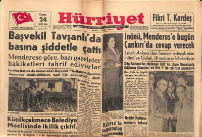 Hürriyet Gazetesi 24 Ekim 1958 - Adnan Menderes Basına Şiddetle Çattı GZ56185 - 1
