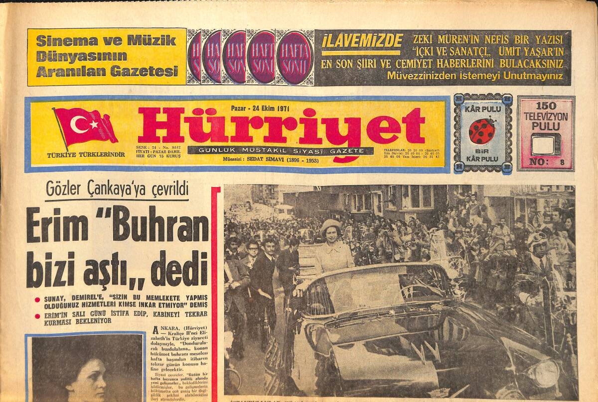 Hürriyet Gazetesi 24 Ekim 1971 - Onassis'in Kızı Babası Aleyhine Milyarlık Bir Dava Açtı GZ157782 - 1