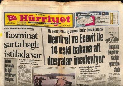 Hürriyet Gazetesi 24 Ekim 1980 - Demirel Ve Ecevit İle 14 Eski Bakana Ait Dosyalar İnceleniyor GZ67813 - 2