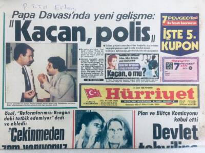 Hürriyet Gazetesi 24 Ekim 1985 - Papa Davasında Yeni Gelişme GZ40384 - 1