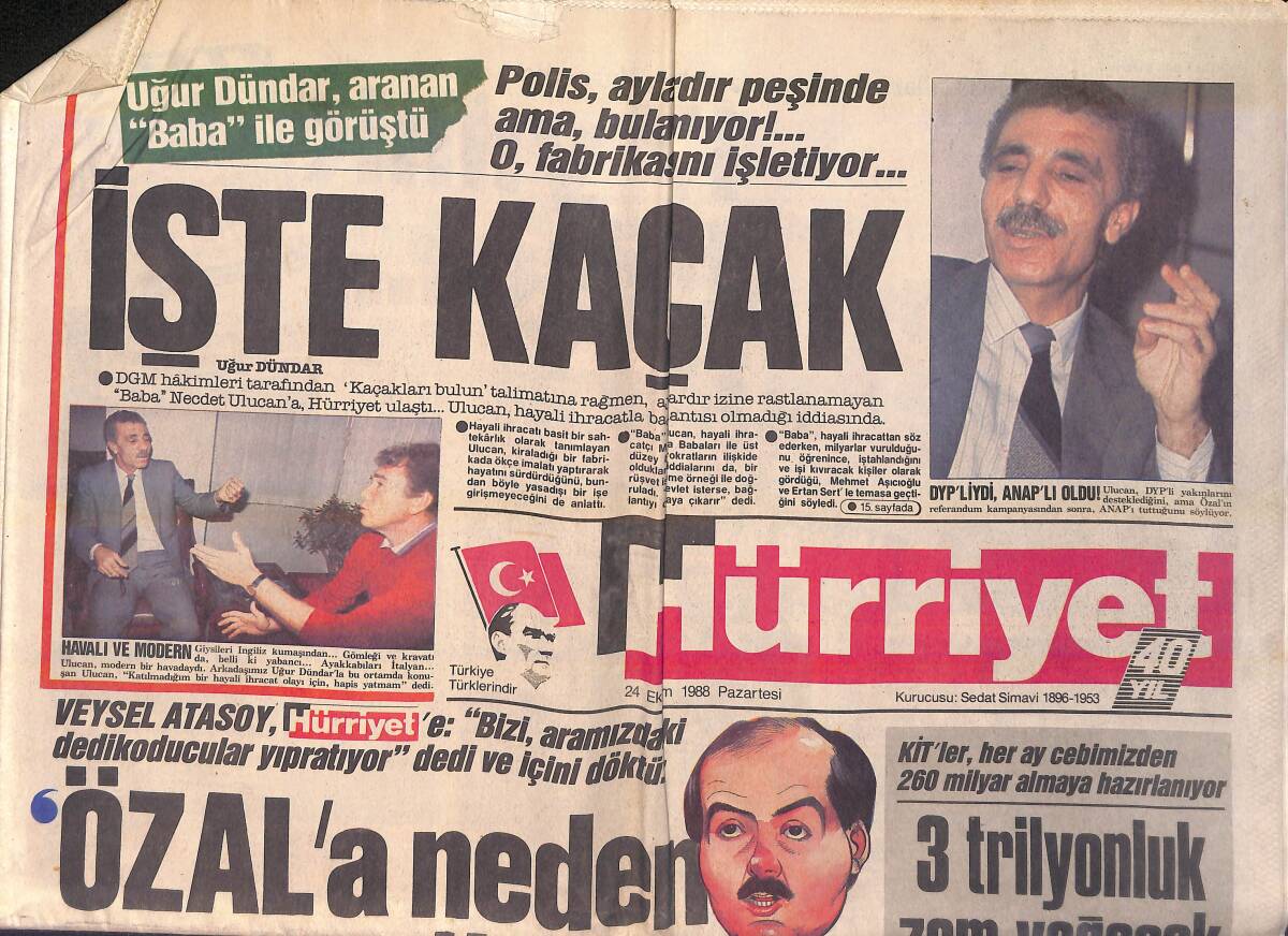 Hürriyet Gazetesi 24 Ekim 1988 - CimBom Ekspresi - Beşiktaş Bir Var Bir Yok - Uğur Dündar Aranan Baba İle Görüştü GZ155998 - 1