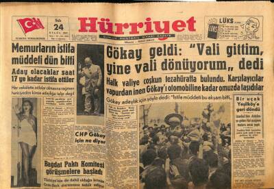 Hürriyet Gazetesi 24 Eylül 1957 - CHP Gökay İçin Ne Diyor? GZ80965 - 1