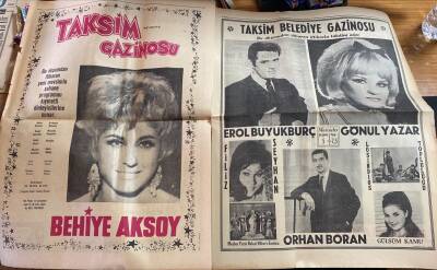 Hürriyet Gazetesi 24 Haziran 1966 - Taksim Gazinosu Dev Boy Afişi * Behiye Aksoy - Erol Büyükburç - Gönül Yazar - Orhan Boran GZ117582 - 2
