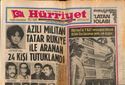 Hürriyet Gazetesi 24 Haziran 1971 - Azılı Militan Tatar Rukiye İle Aranan 24 Kişi Tutuklandı GZ77716 - 1