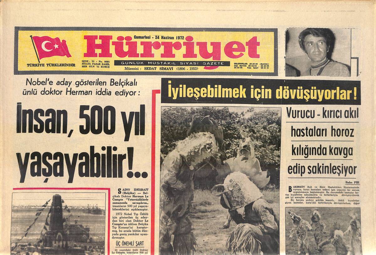 Hürriyet Gazetesi 24 Haziran 1972 - Karadenizlilerin Atina'nın Yirmi Km Batısındaki İlçesi Sürmene - İnsan 500 Yıl Yaşayabilir GZ156876 - 1