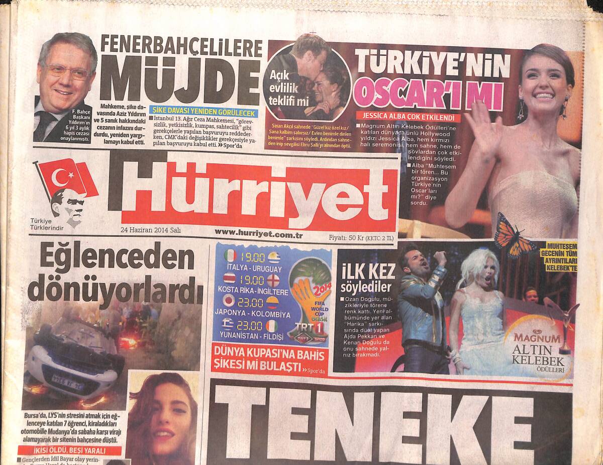 Hürriyet Gazetesi 24 Haziran 2014 - Fenerbahçelilere Müjde - Serdar Ortaç: Doktor MS'den Şüpheleniyor GZ155247 - 1