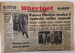 Hürriyet Gazetesi 24 Kasım 1960 - Kurucu Meclisin Tarafsız İl Üyelerini Valiler Seçecek , Menderes Dün İlk Defa Eşiyle Görüştü GZ16445 - 2