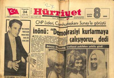 Hürriyet Gazetesi - 24 Kasım 1966 - İsmet İnönüDemokrasiyi Kurtarmaya Çalışıyoruz GZ99315 - 1