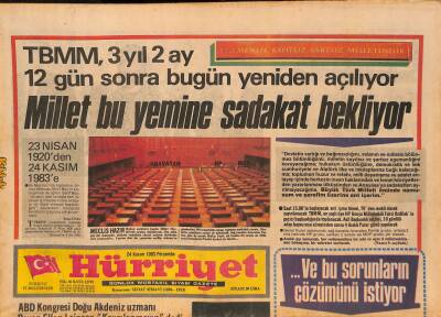 Hürriyet Gazetesi 24 Kasım 1983 - Denktaş , Londra Temaslarından Memnun - Erzincan Çadıra Taşındı GZ126565 - 1