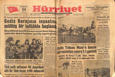Hürriyet Gazetesi 24 Mart 1955 - Gediz Barajının İnşaatına Müthiş Bir İnfilakla Başlandı GZ71111 - 2