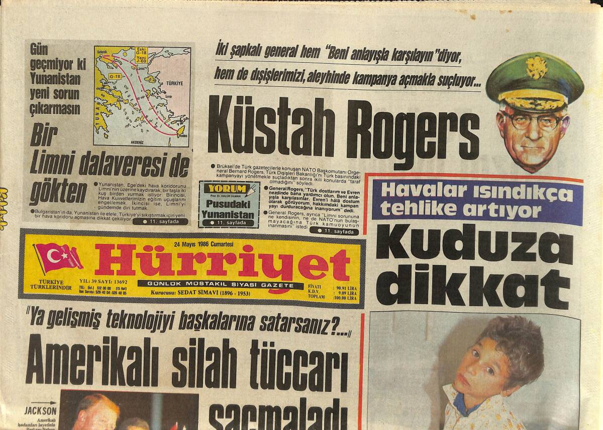 Hürriyet Gazetesi 24 Mayıs 1986 - Demirel İle Politik Sohbet - Küstah Rogers GZ3323 - 1