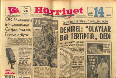 Hürriyet Gazetesi 24 Nisan 1966 - Dansöz Nur İnönüyü Şap Diye Yanağından Öptü GZ5497 - 1