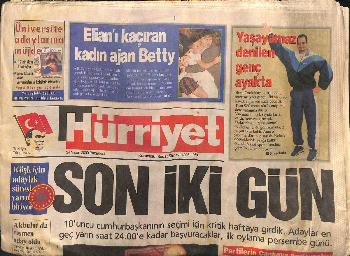 Hürriyet Gazetesi 24 Nisan 2000 - Volkswagen Volt LT Reklam Afişi - Akbulut da Resmen Aday Oldu GZ157345 - 1