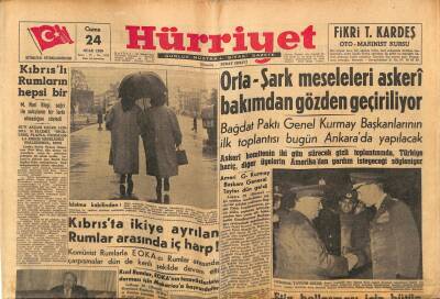 Hürriyet Gazetesi 24 Ocak 1958 - Orta- Şark Meseleleri Askeri Bakımdan Gözden Geçiriliyor GZ80972 - 1