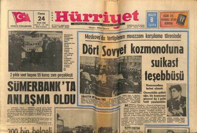 Hürriyet Gazetesi 24 Ocak 1969 - Dört Sovyet Kozmonotuna Suikast Teşebbüsü GZ76517 - 1