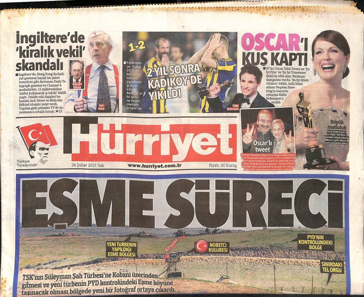 Hürriyet Gazetesi 24 Şubat 2015 - Kanal İstanbul'un Kentsel Tasarım Projesi Elden Geçirildi GZ159667 - 1