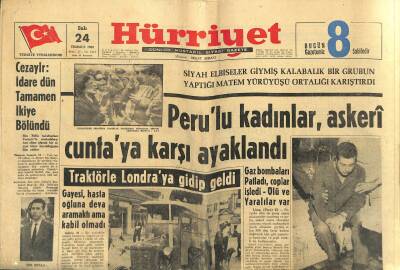 Hürriyet Gazetesi 24 Temmuz 1962 - Dikili , Yangın Tehdidi Altında - Perulu Kadınlar , Askeri Cuntaya Karşı Ayaklandı GZ123252 - 1