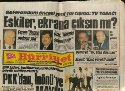 Hürriyet Gazetesi 24 Temmuz 1987 - PKKdan , İnönüye Mayın GZ60966 - 2