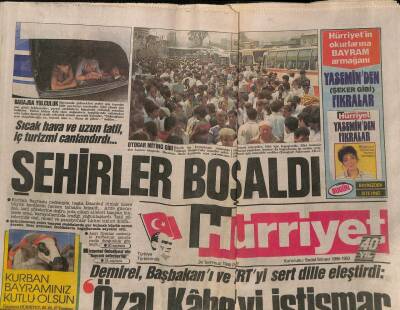 Hürriyet Gazetesi 24 Temmuz 1988 - Turgut Özal Şeytan Taşladı GZ89159 - 1