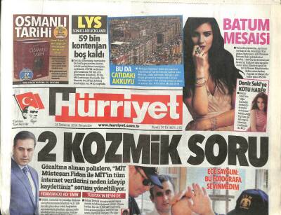 Hürriyet Gazetesi 24 Temmuz 2014 - Deniz Sekiye Kötü Haber GZ104734 - 1