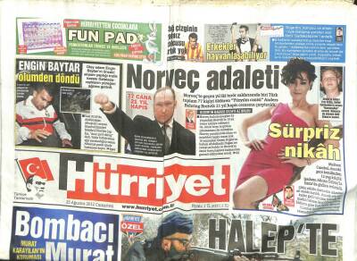 Hürriyet Gazetesi 25 Ağustos 2012 - Halepte 50 Türk Savaşıyor GZ107220 - 1