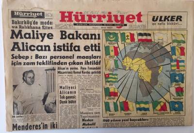 Hürriyet Gazetesi 25 Aralık 1960 - 1960 Yılının Yeni Bayrakları , Maliye Bakanı Alican İstifa Etti - GZ16415 - 2