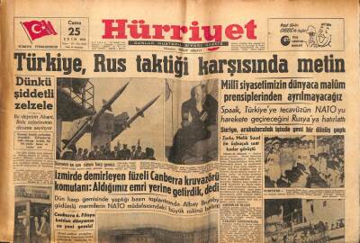 Hürriyet Gazetesi 25 Ekim 1957 - Türkiye,Rus Taktiği Karşısında Metin GZ71145 - 2