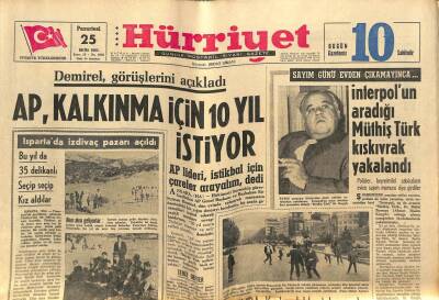 Hürriyet Gazetesi 25 Ekim 1965 - AP , Kalkınma İçin 10 Yıl İstiyor GZ77659 - 1