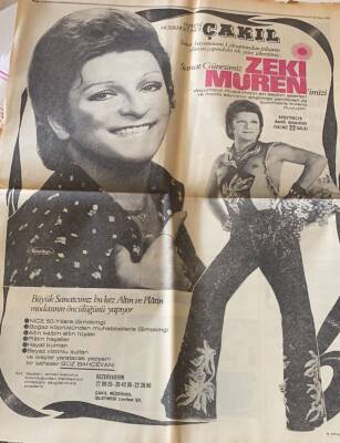 Hürriyet Gazetesi 25 Ekim 1973 - Çakıl Gazinosu Zeki Müren Dev Boy Afişi GZ81710 - 2