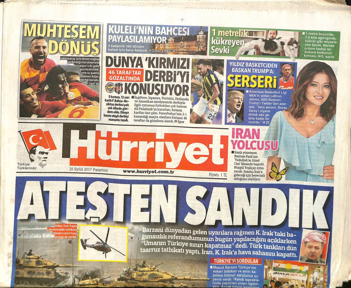 Hürriyet Gazetesi 25 Eylül 2017 - Suudi Kadınlara İlk Kez Stat İzni - Piramitlerin Sırrı Çözüldü GZ154227 - 1