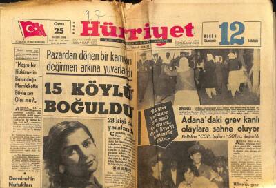 Hürriyet Gazetesi - 25 Kasım 1966 - Çankırıda Kamyon Devrildi 15 Köylü Boğuldu GZ99314 - 1