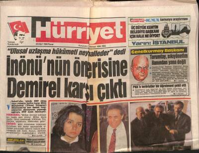Hürriyet Gazetesi 25 Mart 1990 - Mehmet Yazarın Kızı Trafik Kazasında Öldü GZ83782 - 1