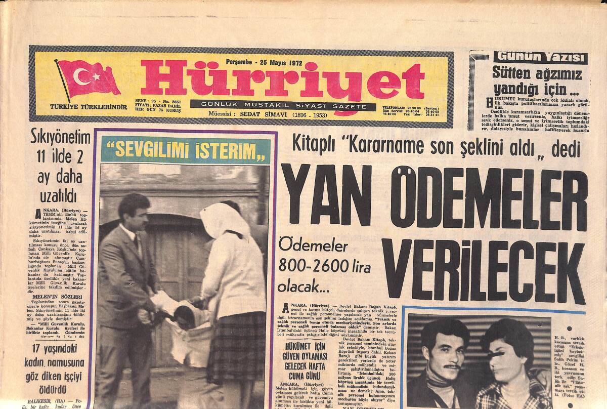 Hürriyet Gazetesi 25 Mayıs 1972 - Virna Lisi Oğlu İçin Çırılçıplak Film Çevirmeyi Reddetti - Kendisine Kaçan Kızı Karakola Verdi GZ156935 - 1