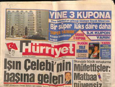 Hürriyet Gazetesi 25 Mayıs 1992 - Işın Çelebi`nin Başına Gelen GZ79813 - 1