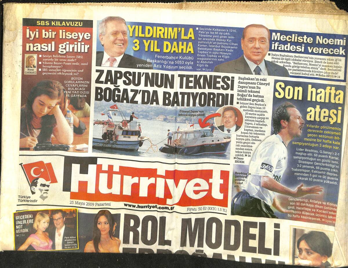 Hürriyet Gazetesi 25 Mayıs 2009 - Suriye İle Irak'a Bol Su Verme Sözü - Öcalan'ın Yanına 6-8 Mahkûm GZ159712 - 1
