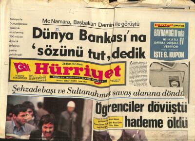 Hürriyet Gazetesi 25 Nisan 1975 - Mc Namara, Başbakan Demirel İle Görüşü, Dünya Bankasına Sözünü Tut Dedik GZ88190 - 1