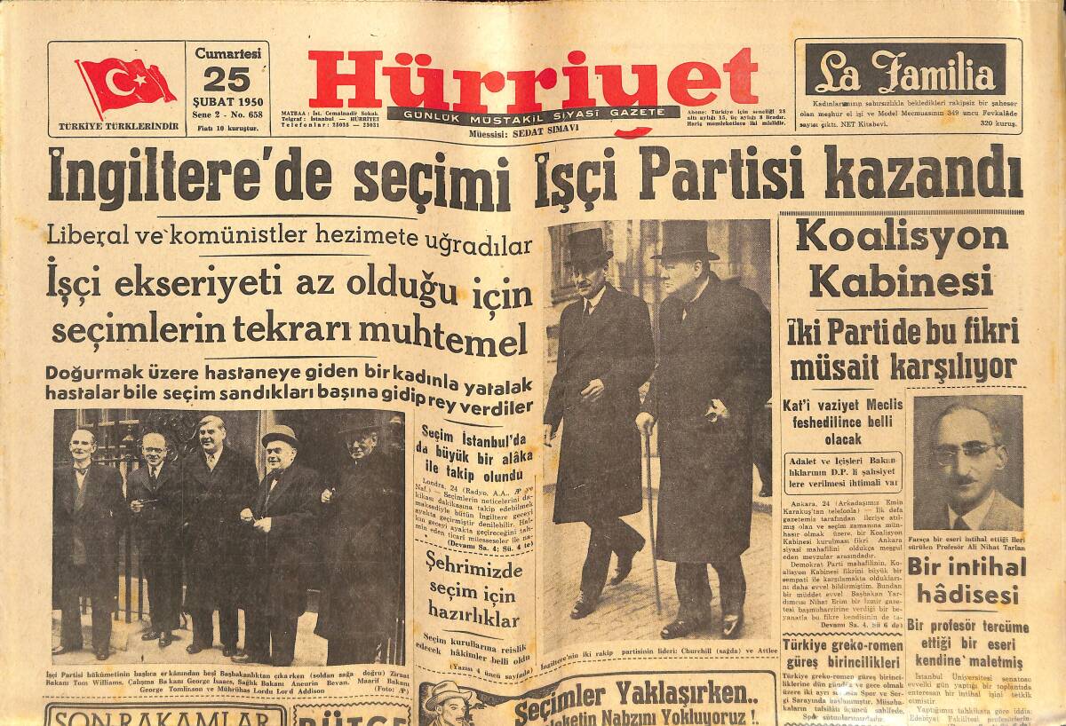 Hürriyet Gazetesi 25 Şubat 1960 - İngiltere'de Seçimi İşçi Partisi Kazandı - Kilisede Harp Patladı! GZ142565 - 1