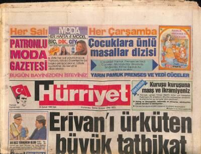 Hürriyet Gazetesi 25 Şubat 1992 - Ermeniler , Azerbaycan Sınırına Asker Yığdı - Demirel Çankaya İle Pata Durumdayız GZ96532 - 1
