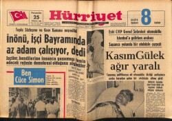 Hürriyet Gazetesi 25 Temmuz 1963 - Eski CHP Genel Sekreteri Kasım Gülek Ağır Yaralı GZ72057 - 1