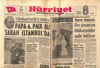 Hürriyet Gazetesi 25 Temmuz 1967 - Papanın Türkiye Ziyareti , Lübnan Hristiyanlarını İstanbula Çekiyor GZ91744 - 1