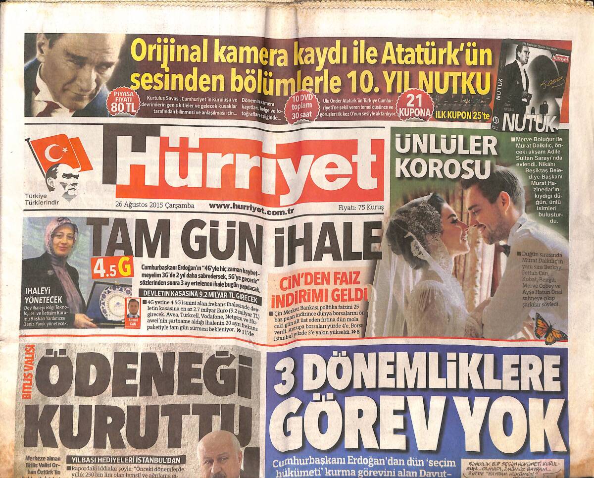 Hürriyet Gazetesi 26 Ağustos 2015 - Adriana Lima'dan Bozkurt Açıklaması - Burak Yılmaz Mutsuz Ve Sorun Hamzaoğlu'nun İstekleri GZ155256 - 1