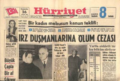 Hürriyet Gazetesi 26 Aralık 1962 - Reşide Bayar , Yarın Törenle Defnedilecek GZ105107 - 1