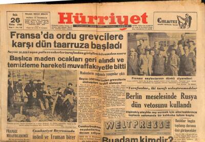 Hürriyet Gazetesi 26 Ekim 1948 - Patrikhane Kızıllık İddiasını Reddediyor - Berlin Meselesinde Rusya Dün Vetosunu Kullandı GZ106282 - 1