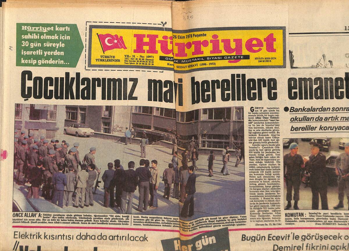 Hürriyet Gazetesi 26 Ekim 1978 - Sezer Güvenirgil Soyuldu - Pırlanta Gazinosu Afişi-AydınTansel- Mine Sun GZ149538 - 1