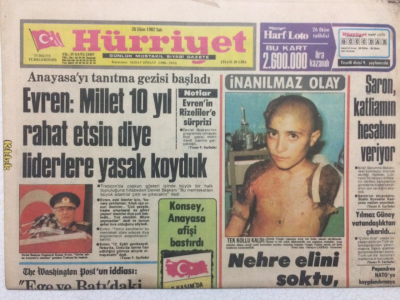 Hürriyet Gazetesi 26 Ekim 1982 - Evren Millet 10 Yıl Rahat Etsin Diye Liderlere Yasak Koyduk GZ27464 - 1