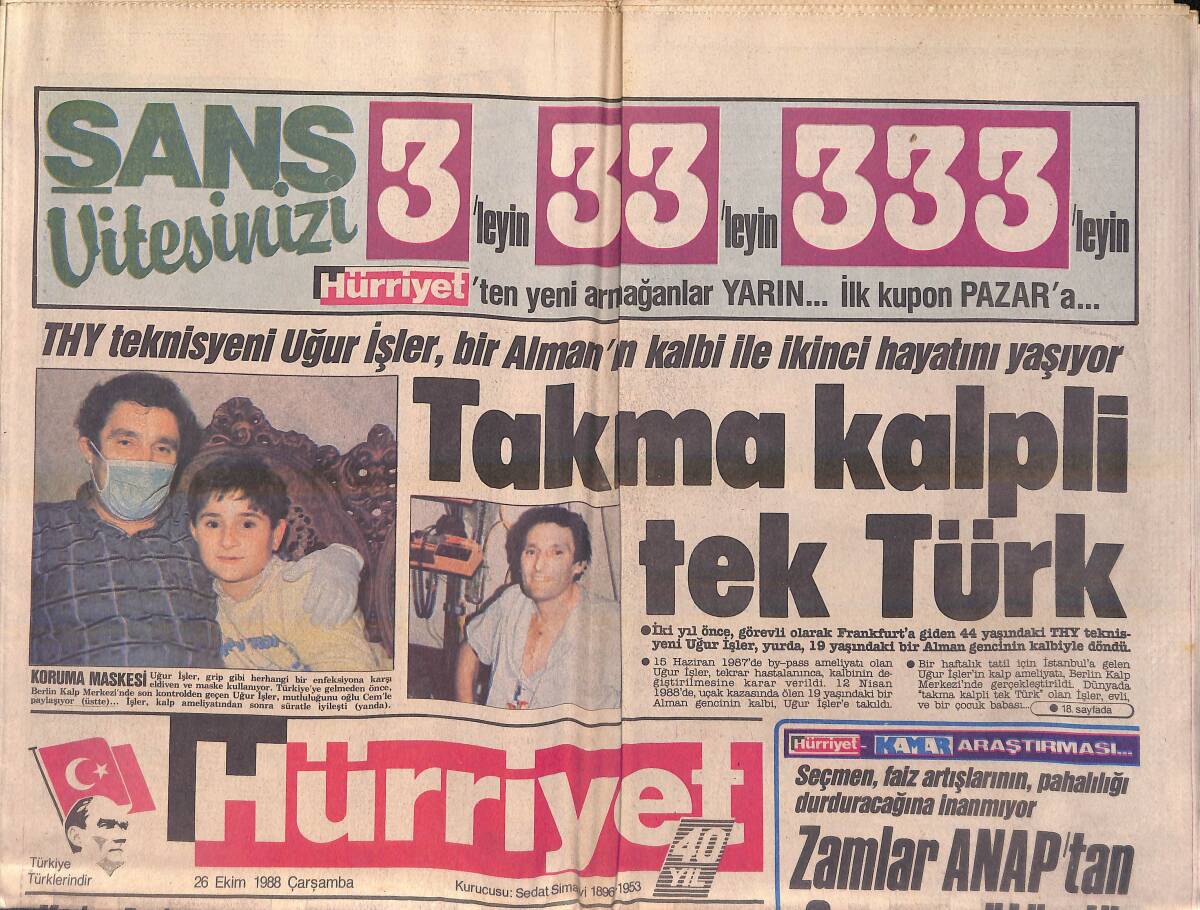 Hürriyet Gazetesi 26 Ekim 1988 - Takma Kalpli Tek Türk - Filiz Akın Paris Kokuyor - Türkan Şoray: Kimse Bana İyi Oyuncu Demedi GZ155999 - 1