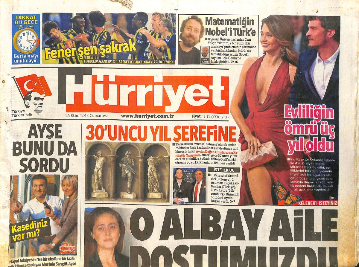 Hürriyet Gazetesi 26 Ekim 2013 - Dev Adam Jawai Korkuttu - Erdoğan 'Diktatörsem Sandıkta İndirin' GZ160156 - 1