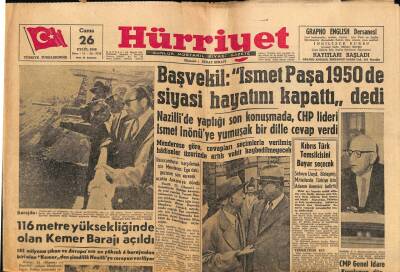Hürriyet Gazetesi 26 Eylül 1958 - 116 Metre Yüksekliğinde Olan Kemer Barajı Açıldı GZ68883 - 1